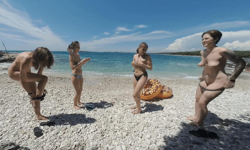 Vacation To A Topless Beach Then Late Night 4 Girl Naked Dancing Rebeka Ruby Miss Pussycat Adreana Sammy