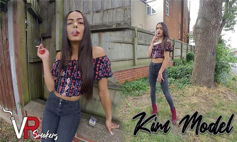 Kim Model - Dark Jeans Brunette Amateur Smoking Non-Nude
